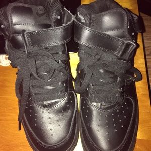 All black Nike forces